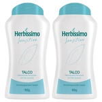 Ficha técnica e caractérísticas do produto Talco Herbíssimo Sensitive Desodorante Perfumado Previne A Transpiração Deixa Pele Suave 2x100g