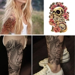 Ficha técnica e caractérísticas do produto Tattoo Flor do crânio Adesivos 2015 Hot Sale New Fashion Grande Tatuagem Temporária adesivo à prova d'água