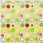 Tecido Estampado para Patchwork - Coleção Frutas Salada de Frutas Cor 01 Bege (0,50x1,40)