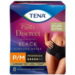 Ficha técnica e caractérísticas do produto Tena Pants Discreet Black Roupa Íntima Feminina Rápida Absorção Neutralizador de Odores 8un Tam P/m