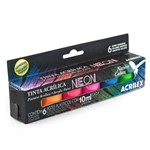 Ficha técnica e caractérísticas do produto Tinta Acrilica 06 Cores 10ml Neon Acrilex