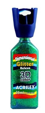 Ficha técnica e caractérísticas do produto Tinta Relevo Acrilex Dimensional Glitter 035 Ml Verde 12212-206