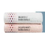Ficha técnica e caractérísticas do produto Toalha de Banho Allegra Brim Branco Barra Rosa 70x135cm - Karsten