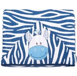 Toalha de Banho Bichinhos com Capuz Bordado e Forro de Fralda 100 % Algodão Zebra Azul Marinho