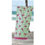 Toalha de Praia Dohler Flamingos Verde