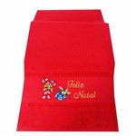 Toalha Lavabo Garmisch Bordada Feliz Natal Presentes 28x50cm Vermelho