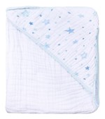 Ficha técnica e caractérísticas do produto Toalha Soft com Capuz - M AZ Celeste Estrela Azul Sem Detalhe no Capuz - Papi Baby
