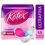 Ficha técnica e caractérísticas do produto Toallas Femeninas Kotex 15 Unid, Nocturnas, Tela Suave Con Alas