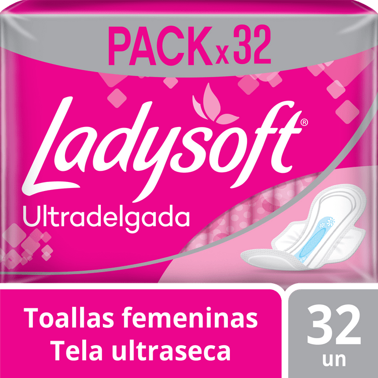 Toallas Femeninas Ladysoft Ultradelgada Tela Ultraseca Talla Única 32 Unid.