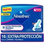 Toallas Femeninas Nosotras Extra Protección, Invisible, Malla, 16 Unid