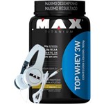 Ficha técnica e caractérísticas do produto Top Whey 3W + Fone Max Titanium - Max Titanium - 900g - Chocolate