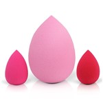 Ficha técnica e caractérísticas do produto Kit Trio Esponja Gota - Pink/Rosa/Vermelho - Jacki Design