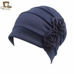 Ficha técnica e caractérísticas do produto TS Mulheres respirável Moda Flower Side High Elastic chapéu cor sólida