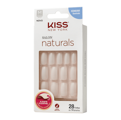 Ficha técnica e caractérísticas do produto Unha Kissny Salon Naturals Média Quadrada com 28 Unhas em 14 Tamanhos