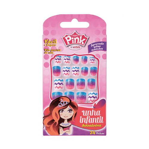 Ficha técnica e caractérísticas do produto Unhas Kiss New York Pink Infantil Rainbow com 24 Unhas