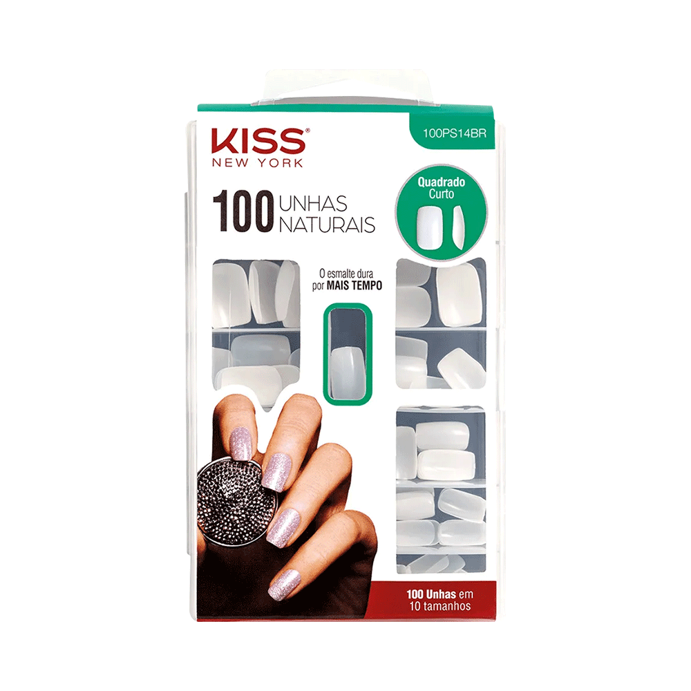Ficha técnica e caractérísticas do produto Unhas Postiças Kiss New York Naturais Quadrado Curto com 100 Unidades