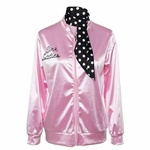 Ficha técnica e caractérísticas do produto Niceday Uniforme mulher Cartas Moda Impressão Baseball Jacket Pink Ladies cetim com Polka Dot Scarf