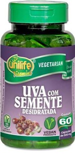 Ficha técnica e caractérísticas do produto Uva com Semente Desidratada 500mg 60 Cápsulas - Unilife
