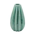 Ficha técnica e caractérísticas do produto Vaso Cerâmica Long Fat Green Crack Leaves Verde Md 10X18Cm