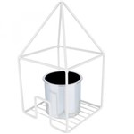 Ficha técnica e caractérísticas do produto Vaso com Suporte Geo Forms Triangulo 17cm X 17cm X 31cm Urban Prata