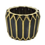 Ficha técnica e caractérísticas do produto Vaso de Cerâmica 14cm Preto e Dourado