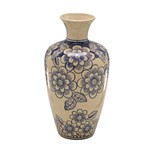 Vaso de Ceramica Bege com Flores 31cm Espressione