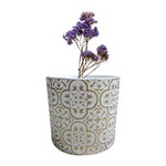 Ficha técnica e caractérísticas do produto Vaso de Cerâmica Branco e Dourado Royal Urban