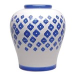 Ficha técnica e caractérísticas do produto Vaso de Cerâmica e D16X19Cm - Azul e Branco