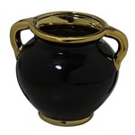 Ficha técnica e caractérísticas do produto Vaso de Ceramica Preto e Dourado - 15cm