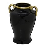 Ficha técnica e caractérísticas do produto Vaso de Ceramica Preto e Dourado - 25cm