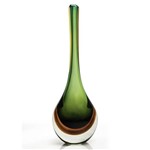 Ficha técnica e caractérísticas do produto Vaso de Cristal Murano Esmeralda com Âmbar 38cm - São Marcos