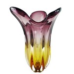 Ficha técnica e caractérísticas do produto Vaso de Murano São Marcos - Cristal Âmbar com Lilás 44cm