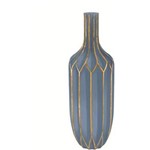 Ficha técnica e caractérísticas do produto Vaso de Vidro Azul e Dourado Abukir 6294