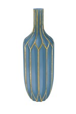 Ficha técnica e caractérísticas do produto Vaso de Vidro Azul e Dourado - Mart