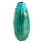 Ficha técnica e caractérísticas do produto Vaso de Vidro Decorativo Azul Tiffany 12 X 12 X 33 Cm