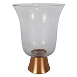 Ficha técnica e caractérísticas do produto Vaso De Vidro E Metal Dourado 10,4cm X 14cm