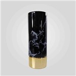 Ficha técnica e caractérísticas do produto Vaso Decorativo Cerâmica Preto/Dourado 9,5x26CM 9047 Mart