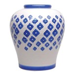Ficha técnica e caractérísticas do produto Vaso Decorativo de Cerâmica Branco com Detalhes em Azul - 19 X 16 Cm