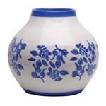 Ficha técnica e caractérísticas do produto Vaso Decorativo de Cerâmica Branco com Detalhes em Azul - 36 X 42 Cm