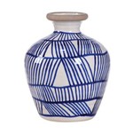 Ficha técnica e caractérísticas do produto Vaso Decorativo de Cerâmica Branco com Detalhes em Azul - 26 X 22 Cm