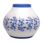 Ficha técnica e caractérísticas do produto Vaso Decorativo de Cerâmica Branco com Detalhes em Azul - 27 X 31 Cm