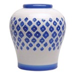 Ficha técnica e caractérísticas do produto Vaso Decorativo de Cerâmica Branco com Detalhes em Azul - 27 X 24 Cm