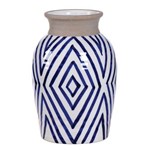 Ficha técnica e caractérísticas do produto Vaso Decorativo de Cerâmica Branco com Detalhes em Azul - 28 X 19 Cm