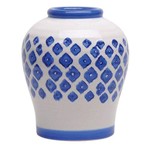 Ficha técnica e caractérísticas do produto Vaso Decorativo de Cerâmica Branco com Detalhes em Azul - 39 X 34 Cm