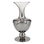 Ficha técnica e caractérísticas do produto Vaso Decorativo de Vidro Transparente e Cromado, 14 X 14 X 30 Cm