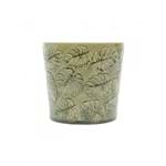 Ficha técnica e caractérísticas do produto Vaso Decorativo em Cerâmica Embossed Leaves 13cmx13,5cm Urban Verde
