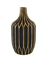 Ficha técnica e caractérísticas do produto Vaso Decorativo em Vidro Preto e Dourado - Mart