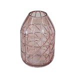 Ficha técnica e caractérísticas do produto Vaso Decorativo em Vidro Rosa - 20cm