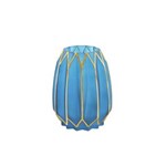 Ficha técnica e caractérísticas do produto Vaso Decorativo Vidro Azul e Dourado 14X19X14Cm