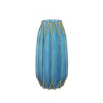 Ficha técnica e caractérísticas do produto Vaso Decorativo Vidro Azul e Dourado 15X30X15Cm